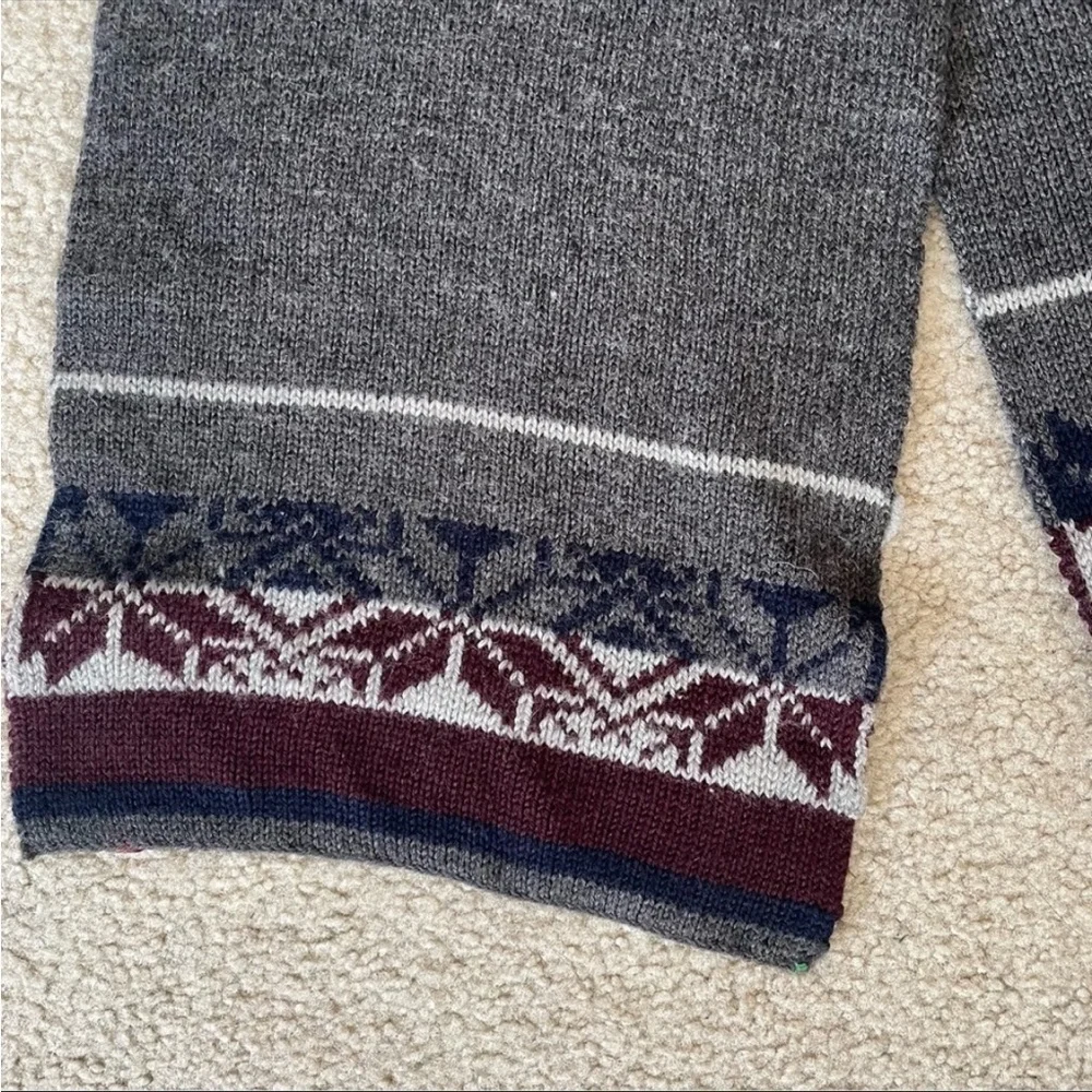 Nautica wool blend gray fair isle pattern warm scarf